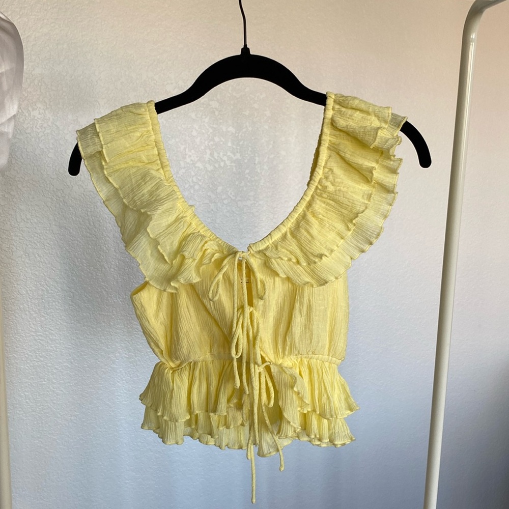 Yellow Ruffle Tie Top
